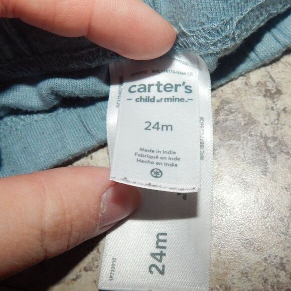 CARTER'S CHILD OF MINE infants 24 month dusty teal green blue lettuce edge pants - Picture 2 of 5
